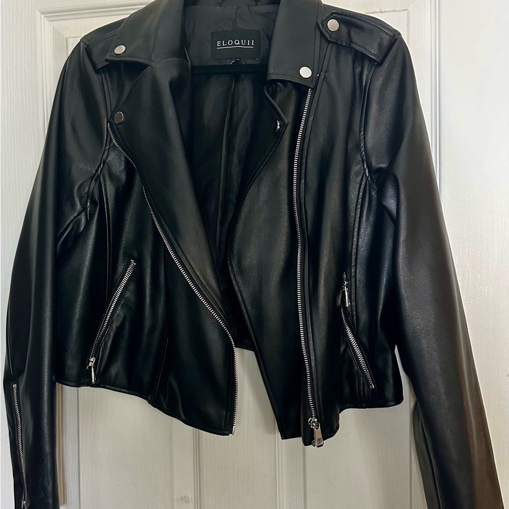 Eloquii Black Faux Leather Moto Jacket - Picture 4 of 5